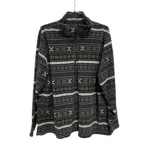 Victory Outfitters Fleece Jacket Size 2X Fair Isle Quarter Zip Black White Cozy